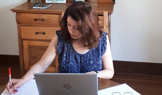 Maria Sabaye is revising her manuscript during her time at Wallace Stegner House. Maria received a Marian Hebb Research Grant from Access Copyright Foundation.