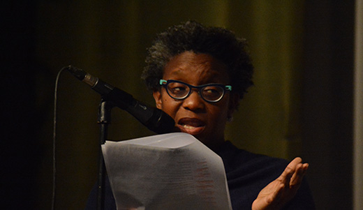 A photo of playwright Andrea Scott during one of the events as part of the Guild’s reading series.